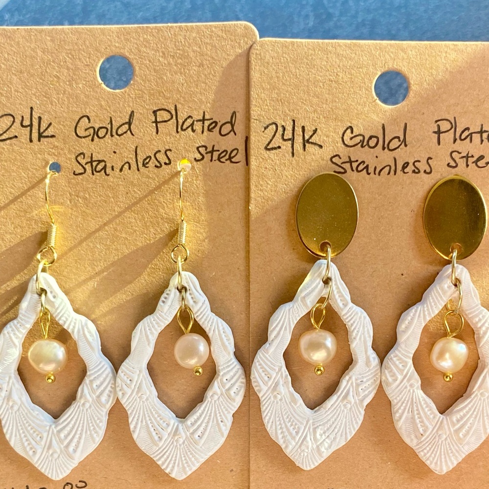 24K Gold Plated Stainless Steel Clay Earrings
